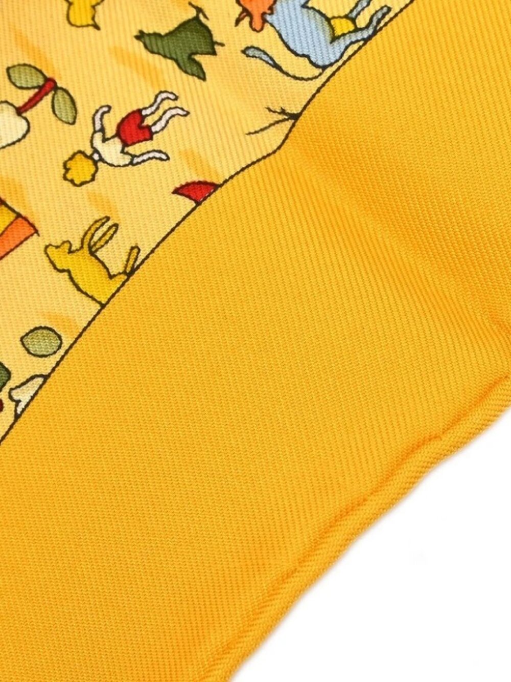 Hermes Scarf Petite Carre Farm Life Yellow Small Good 188046 - Picture 8 of 10